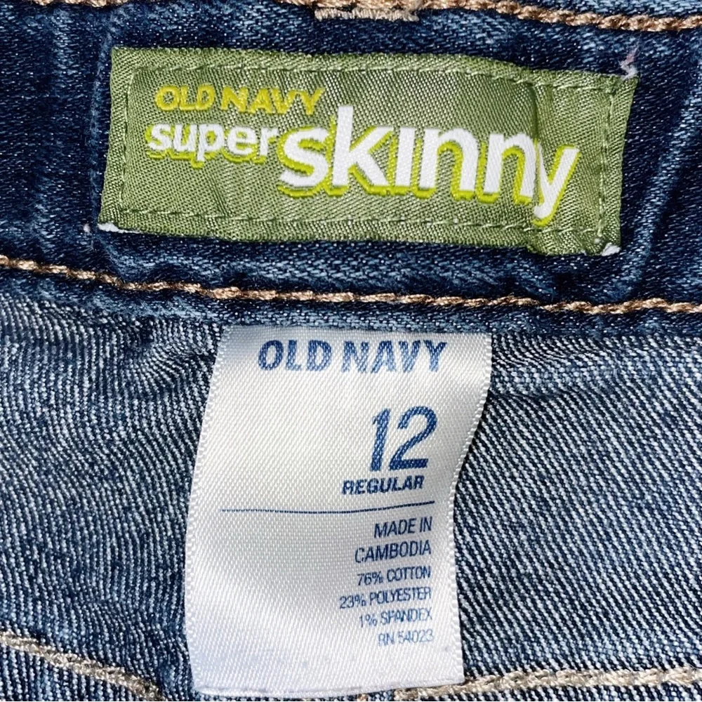 OLD NAVY Girl's Dark Wash Super Skinny Jeans Size 12 Adjustable Waist